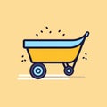 Vector of a yellow and blue wagon on a yellow background