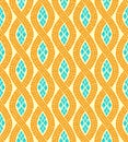 Yellow and blue wave mosaic seamless pattern, vector