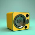 Yellow bluetooth speaker box isolated with clipping path Royalty Free Stock Photo