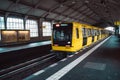 Yellow blurred subway train in Berlin Royalty Free Stock Photo