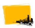 Yellow board with city. Royalty Free Stock Photo