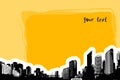 Yellow board with city. Vector Royalty Free Stock Photo