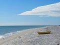 A yellow Boat on Beach Royalty Free Stock Photo