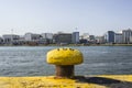 Yellow Boat Hook in Athena Port, Greece Royalty Free Stock Photo