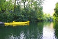 Yellow boats on Cetina river, in southern Croatia, near Omis.