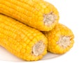 Yellow boiled corn on white background Royalty Free Stock Photo