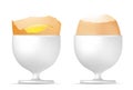 Yellow boiled egg and egg cup