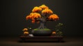 Stout Marigold Bonsai Tree - Minimalist 3d Rendered Illustration