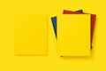 Yellow books on yellow background, mockup Royalty Free Stock Photo