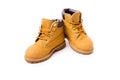Yellow boots isolated on white background Royalty Free Stock Photo