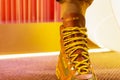 Yellow boots with lacing jimmy choo. fashion luxury collection .famous boutique