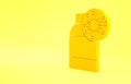 Yellow Bottle with virus and bacteria icon isolated on yellow background. Analysis microorganism, research, diagnosis