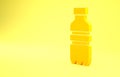 Yellow Bottle of water icon isolated on yellow background. Soda aqua drink sign. Minimalism concept. 3d illustration 3D Royalty Free Stock Photo