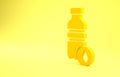 Yellow Bottle of water icon isolated on yellow background. Soda aqua drink sign. Minimalism concept. 3d illustration 3D Royalty Free Stock Photo
