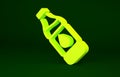 Yellow Bottle of water icon isolated on green background. Soda aqua drink sign. Minimalism concept. 3d illustration 3D Royalty Free Stock Photo