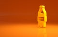 Yellow Bottle of water icon isolated on orange background. Soda aqua drink sign. Minimalism concept. 3d illustration 3D Royalty Free Stock Photo