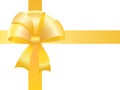 Yellow bow with tapes for packing of a gift