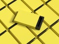 Yellow box on yellow boxes background, 3d rendering Royalty Free Stock Photo