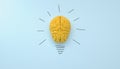Yellow brain on blue clear background yellow brain on blue clear background, concept light bulb idea
