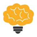 yellow brain and light bulb holder, graphic