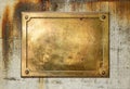 Yellow brass metal plate border Royalty Free Stock Photo