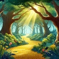 Yellow Brick Road leading through a forest Royalty Free Stock Photo