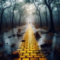 Yellow Brick Road leading through a forest Royalty Free Stock Photo