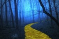 Yellow Brick Road leading through a spooky forest Royalty Free Stock Photo