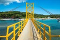 Yellow bridge between the islands of Nusa Cheningan and Nusa Lembongan Royalty Free Stock Photo