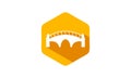 Yellow bridge and polygon icon logo