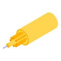 Yellow broadband optical cable icon, isometric style