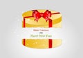 Yellow broken present with red ribbon