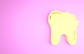 Yellow Broken tooth icon isolated on pink background. Dental problem icon. Dental care symbol. Minimalism concept. 3d