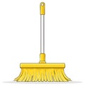 Yellow broom illustration with handle. Cleaning object design Royalty Free Stock Photo