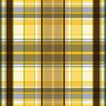 Yellow with brown checkered print. Seamless vector pattern, the intersection of thin and wide stripes