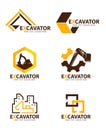 Yellow and brown excavator logo vector set design Royalty Free Stock Photo