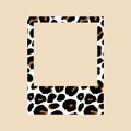 A yellow and brown leopard spotted frame with a dark lace trim. Eps 10 Vector.