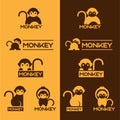 Yellow and Brown Monkey logo vector set design Royalty Free Stock Photo