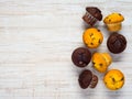 Yellow and Brown Muffins on Copy Space