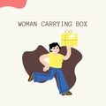 Yellow And Brown Simple Woman Carrying Box Instagram Posts