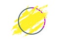 Yellow brush stroke with gray circle vector illustration. Artistic background with abstract grunge paint and geometric