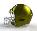 Yellow brushed galvanized american football helmet side view on a white background with detailed clipping path Royalty Free Stock Photo