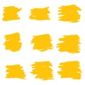 Yellow Brushes Handwritten. Orange Ink Background. Golden Stroke Background. Golden Brushstroke Graffiti. Paint Acrylic.