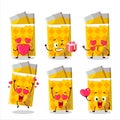 Yellow bubble gum cartoon character with love cute emoticon Royalty Free Stock Photo