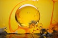 Yellow Bubble Oil Background, Abstract Macro Close-Up Photography