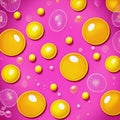 Yellow bubbles on the pink background