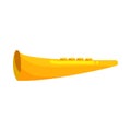 Yellow bugle horn trumpet icon, cartoon style