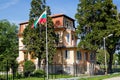 The yellow building of the Bulgarian National Institute of Meteorology and Hydrology, a branch office in Varna