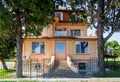 The yellow building of the Bulgarian National Institute of Meteorology and Hydrology, a branch office in Varna. Front view