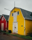 Yellow building at a harbor, Prince Edward Island, Canada